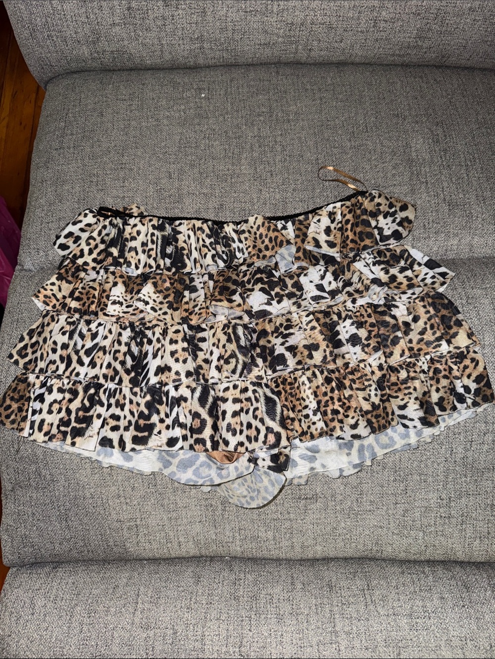 Ruffled Leopard Print Mini Skort- Brown